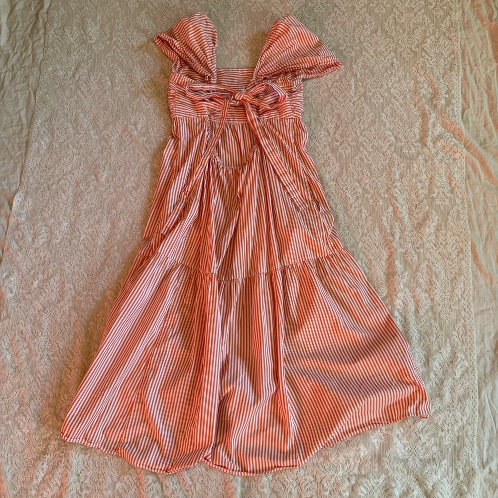 Peter Som X Rent the Runway Angie striped tiered midi tie back dress - Picture 8 of 10